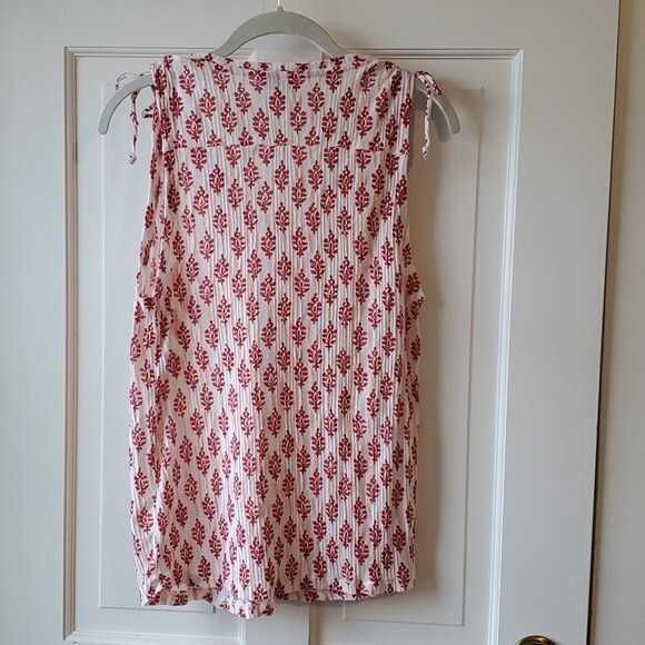 LUCKY BRAND ORANGE CREAM BOJO SLEEVELESS TOP V-NECK COTTON FLORAL SMALL - Picture 8 of 9